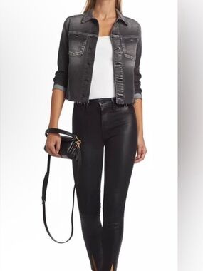 L'Agence Janelle Slim Fit Raw Denim Jacket